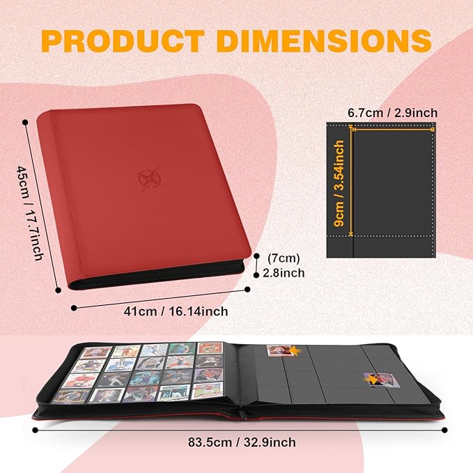 20-Pocket Card Binder, Trading Card Binder Holds 2000 Cards, Premium Zippered - Image 3
