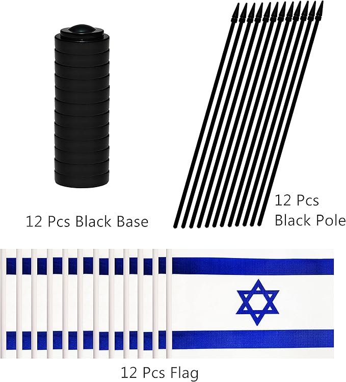 12 Pack Israel Desk Flags Set, Israeli Small Mini Table Office Flags - Image 3