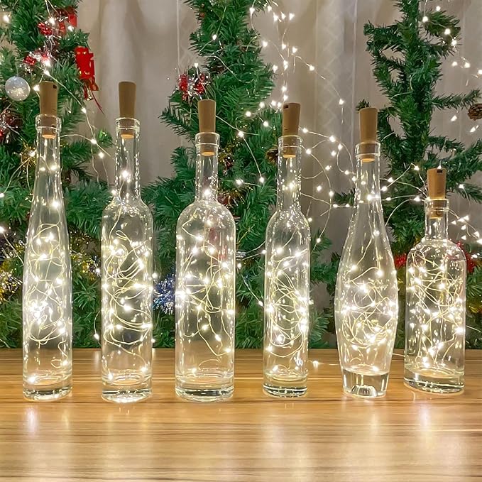 6-Pack LED Bottle Lights with Dual Battery Pack, 6.6ft 20 LEDs, Twice The - Image 2