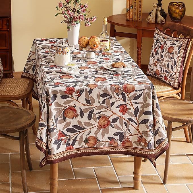 patdrea Designer Linen Small Square Tablecloth, Fall Framhouse French - Image 4