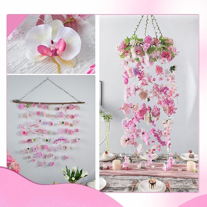 Flower Garlands 12pcs 82.6ft Artificial Hanging Flowers Faux Floral Vines - Image 3