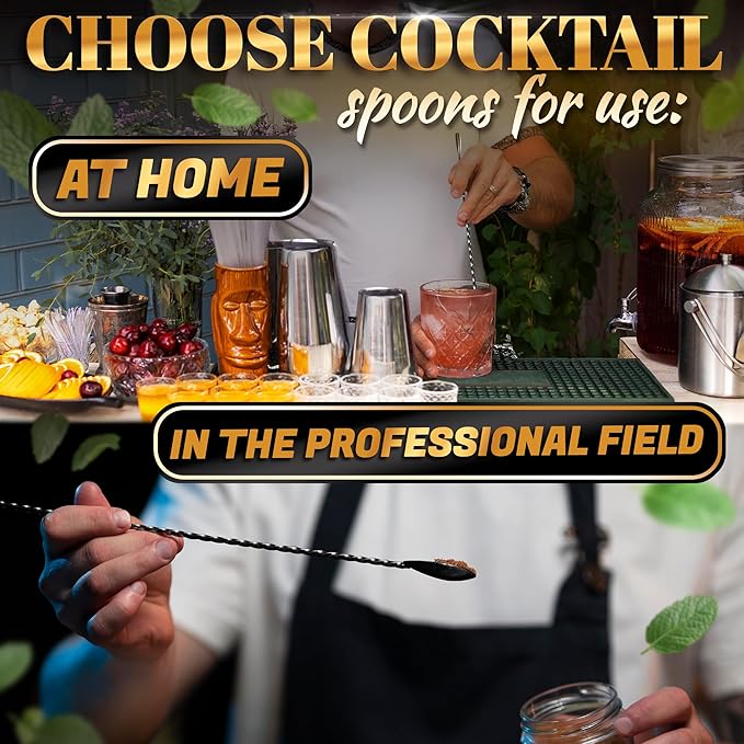 4 Pcs Bar Spoon Cocktail Mixing Spoon Set – 12" Stainless Steel - Image 5