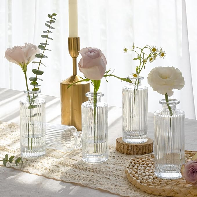 ComSaf Small Vases for Flowers Mini Clear Glass Bud Vases in Bulk, 5.2 inch - Image 5