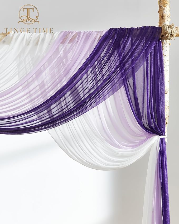 TINGE TIME 3 Panels Wedding Arch Draping Fabric - Image 5
