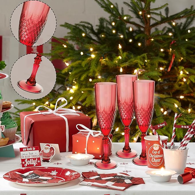 Plastic Champagne Flutes, for Christmas Weddings Christmas Bachelor Parties - Image 6