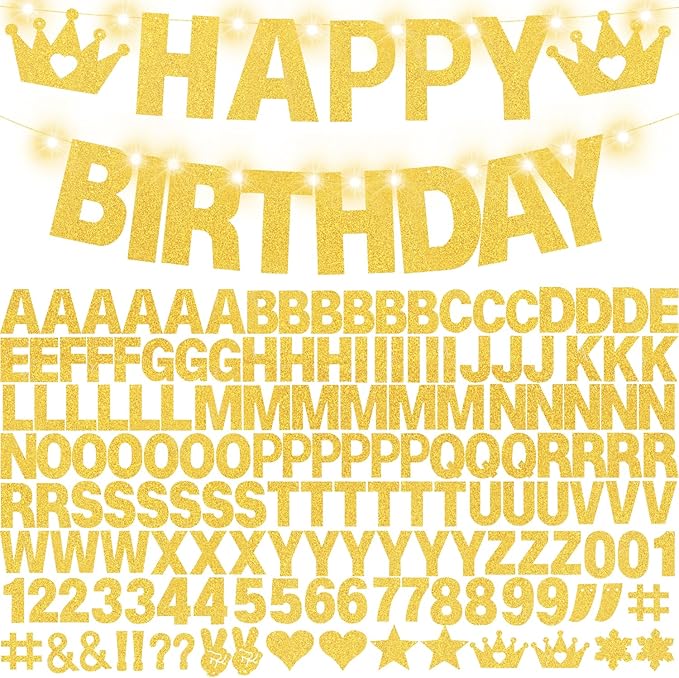 167Pcs DIY Glitter Customizable Banner Kit Custom Banner Happy Birthday by WELITTCON