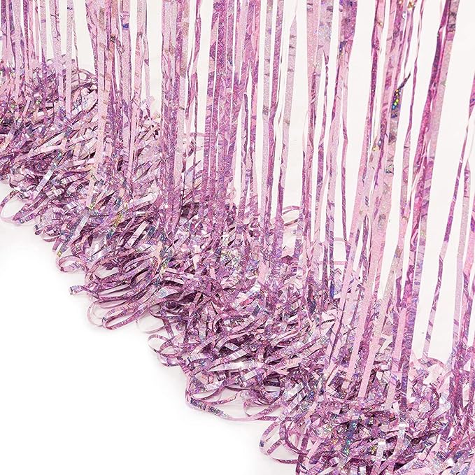 BRAVESHINE Pink Streamers Tinsel Foil Fringe Curtains - Image 7