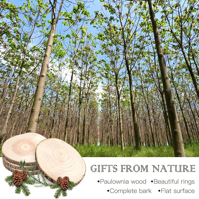 ZOCONE 4 Pcs Large Wood Slices 11-13 Inches Unfinished Rounds, Natural - Image 7