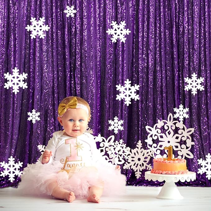 ShinyBeauty Purple Sequin Backdrop 20X10FT Glitter Fabric Drapery Photo by ShinyBeauty