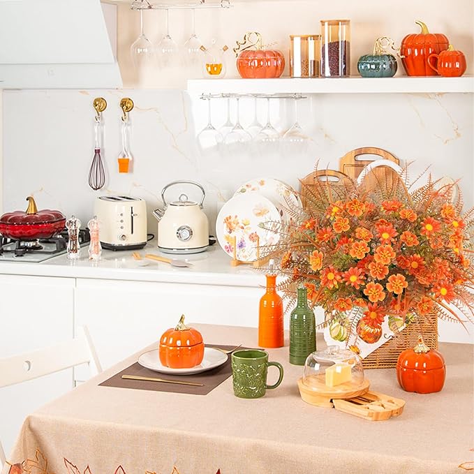 16 Pcs Fake Fall Flowers Outdoor Fall Artificial Flower Arrangements Faux Fall - Image 5