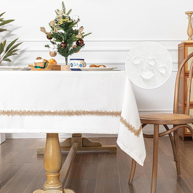 MYSKY HOME Rectangular Table Cloth, Waterproof, Soft Cotton/Polyester Blend by MYSKYHOME