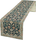 Vintage Boho Floral Table Runner, Rustic Country Farmhouse Blue Teal Red by Unknown