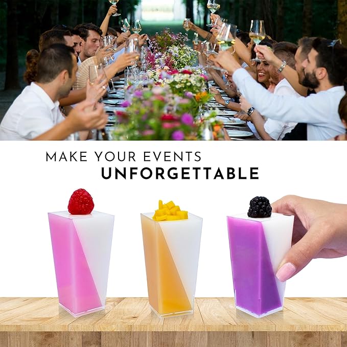 50 Pack Tiny 3oz Tall Pyramid Shooter | Disposable Mini Plastic Dessert Cups | - Image 7