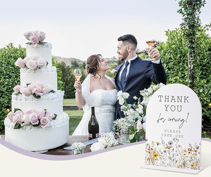 Wedding Signs for Ceremony and Reception, Boho Floral Acrylic Thank You for - Image 5