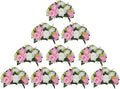 BLOSMON Flower Balls Rose Centerpieces: 10 Pcs Pink White Fake Flowers Kissing by Blosmon