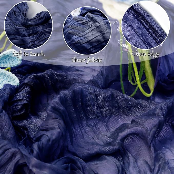 6-Pack Navy Blue Cheesecloth Table Runners – 10FT Boho Rustic Gauze Fabric - Image 4
