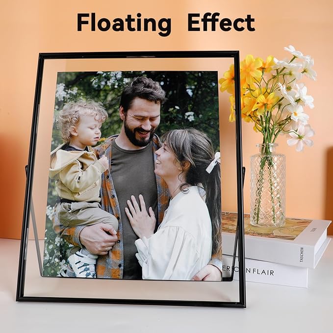 Black Floating Frame, For Picture 9x11, Tabletop Shelf Photo Frames, Classy - Image 3