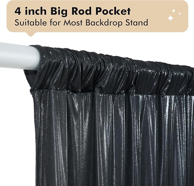 30ftx10 ft Black Glitter Sequin Backdrop Curtain - Image 7