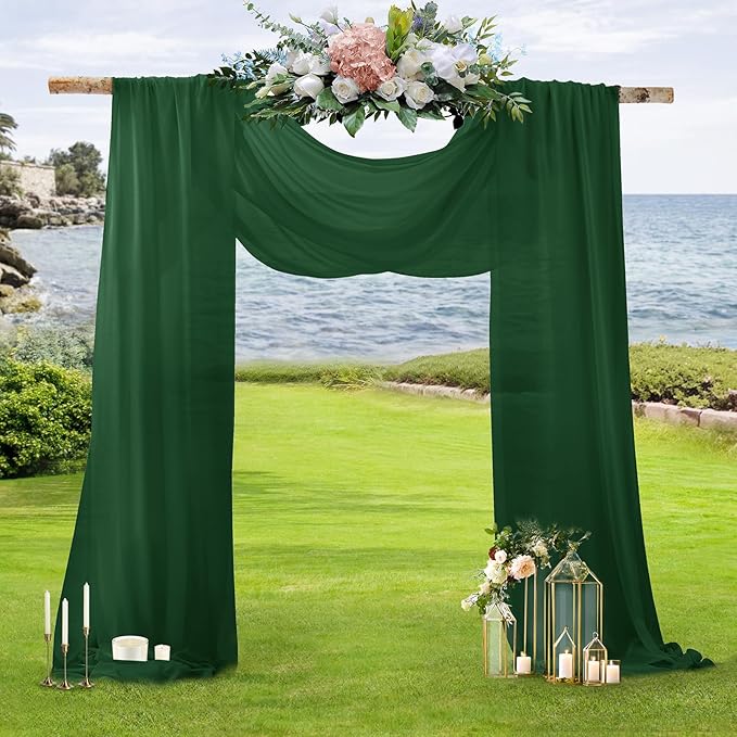 SiinvdaBZX 2 Panels Wedding Arch Draping Fabric 30" x 240" Emerald Green - Image 6