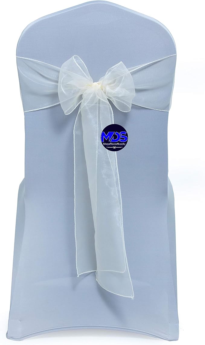 MDS Pack of 150 PCS Organza Chair Sashes Wider Dining Chair Bows Ribbon Tie Back by MDS