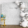 Qcity Matte White Sequin Wall Backdrop 36PCS, Square Sequin Glitter Backdrop by QCITY