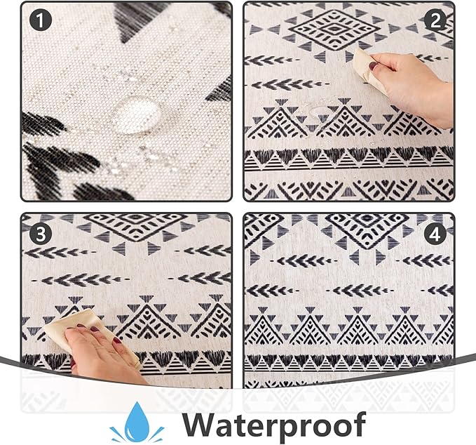 MYSKY HOME 60x84 Boho Rectangle Tablecloth Linen Farmhouse Tablecloth - Image 3