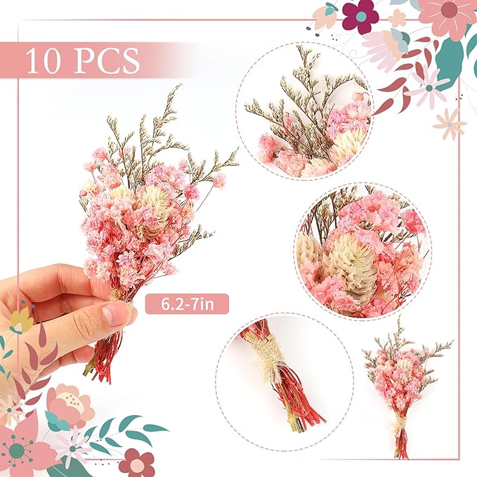 10Pcs Mini Dried Flower Bouquet Colourful Natural Boho Dried Flowers Set Mini - Image 2