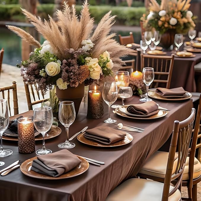 8 Pack Brown Table Cloth 60 x 126 Inch Rectangular Tablecloths - Image 3