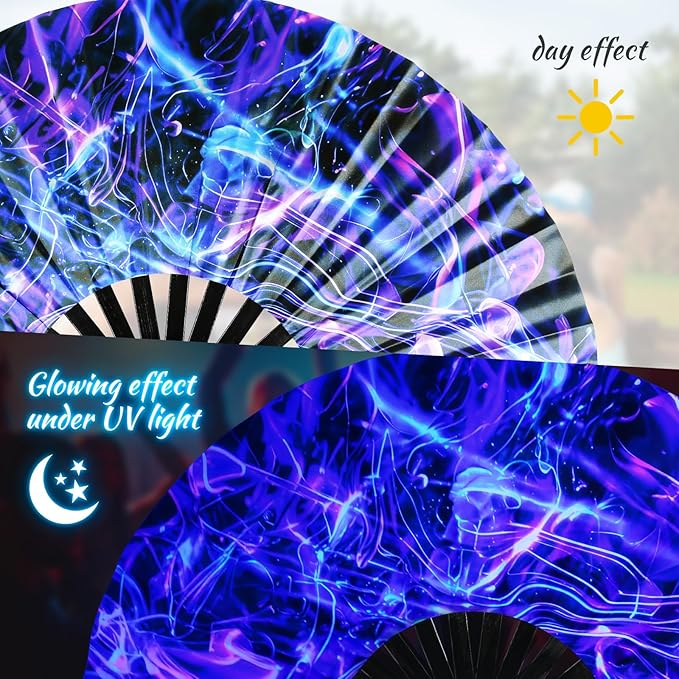 SYNTECSO Folding Hand Fan for Rave, Popping Fan for Line Dancing, Drag Queen - Image 5