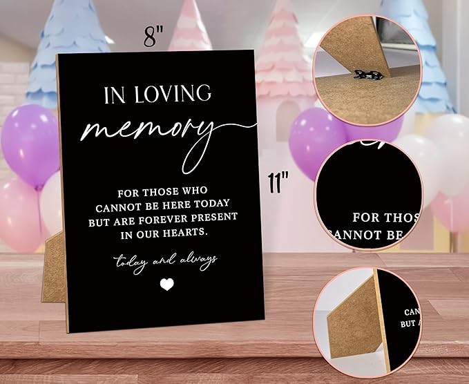 Wedding Memorial Sign, 8x11 Black Minimalist Style Memorial Table Sign - Image 2