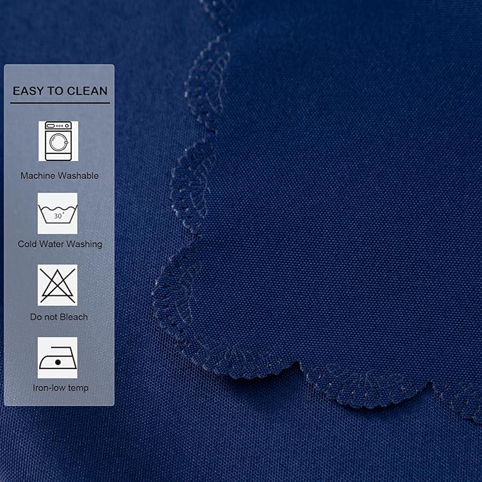 Square Navy Tablecloth 43 x 43 Inch Polyester Fabric Washable Table Cloth - Image 6