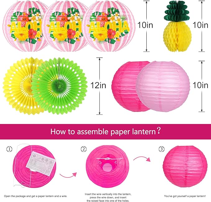 Luau Party Decorations, Aloha Paper Lanterns Tropical Parrot Birds Tissue Paper - Image 3