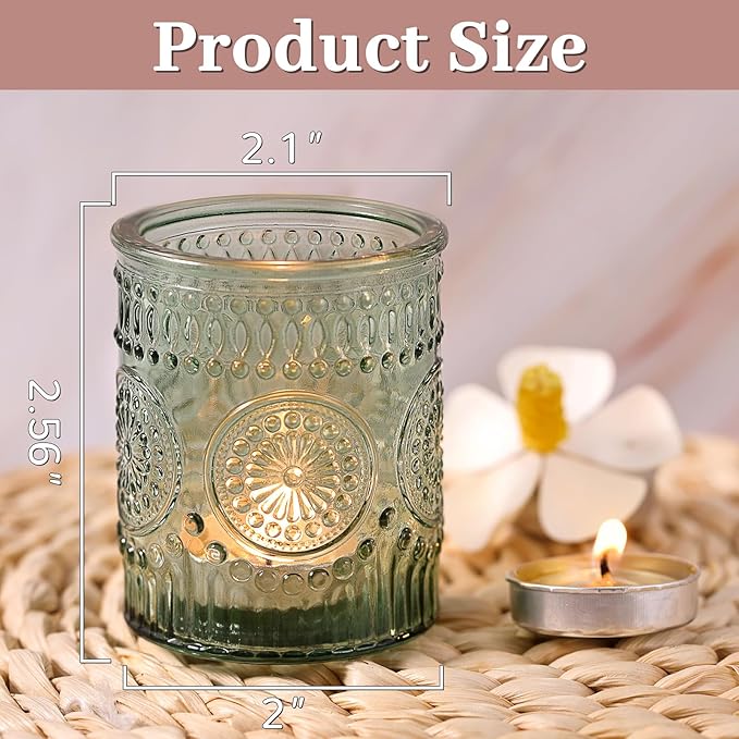 DARJEN Green Votive Candle Holders Set of 36- Glass Candle Holders Bulk - Image 6