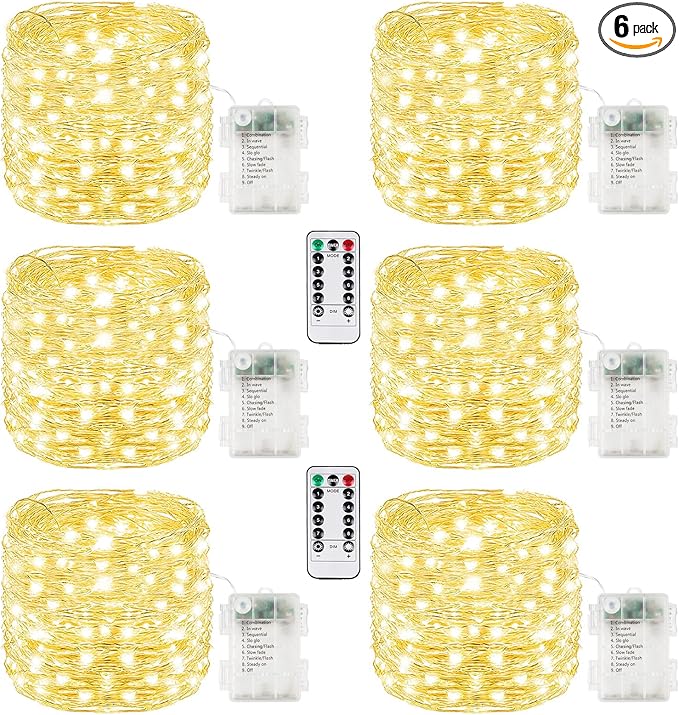 6 Pack Each 33FT 100LED Fairy Lights Battery Operated by BOSSERN