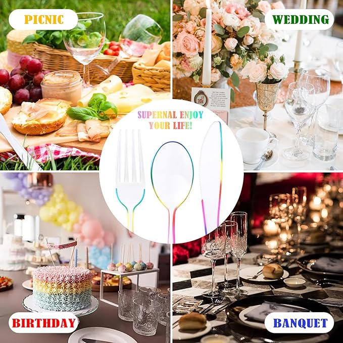Supernal 120 PCS Clear Plastic Silverware Heavy Duty - Image 8