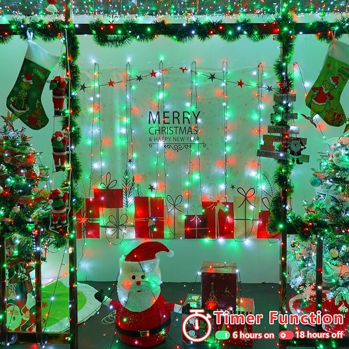 YEGUO 165ft 500 LED Christmas Lights Outdoor Waterproof, 8 Modes Red White and - Image 8