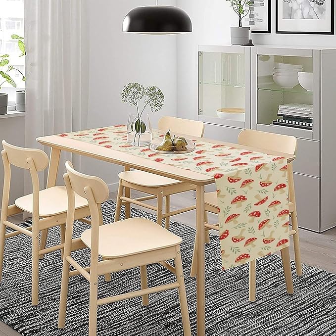 Mushroom Table Runner, Vintage Plant Print Table Runner - Image 3
