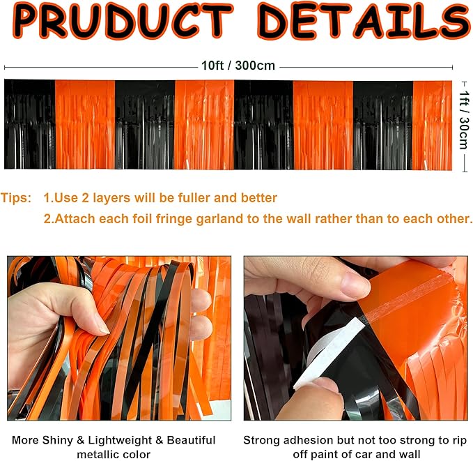 4 Pack 10 Feet Black Orange Halloween Parade Float Decorations - Image 2