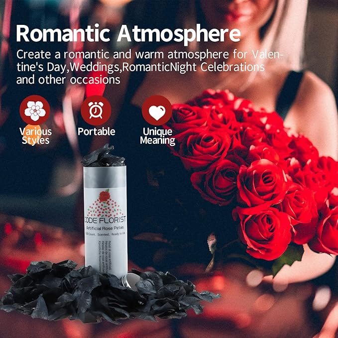 CODE FLORIST 1100 PCS Black Silk Rose Petals - Image 5