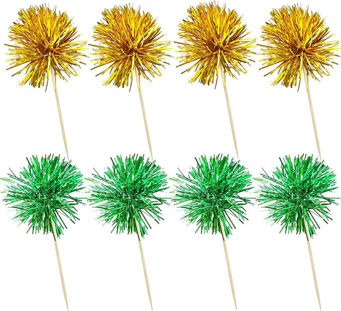 Ephlyn 30Pcs Foil Firework Cupcake Toppers Sparkle Tinsel Cupcake Picks - Image 3