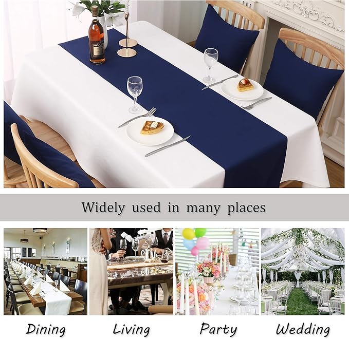 DUALIFE Navy Table Runner 72 Inch Soft Color Thick Polyester Decorative Cloth - Image 7