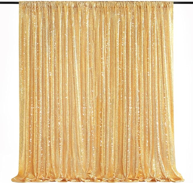 7ft x 7ft Gold Sequin Backdrop Curtain Glitter Photo Booth Backdrop by QueenDream