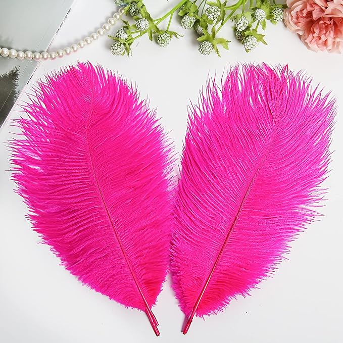 THARAHT Hot Pink Ostrich Feathers 24pcs Natural Bulk 10-12Inch 25cm-30cm - Image 5