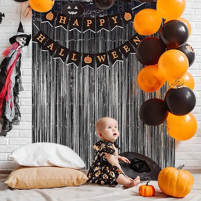BRAVESHINE Black Halloweens Party Foil Fringe Curtains - Image 3
