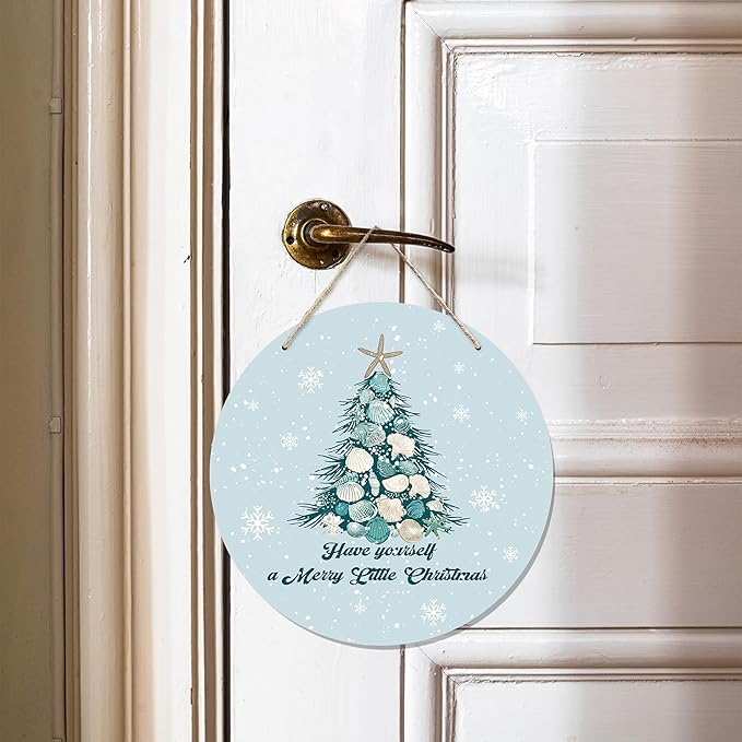 CGBHW Coastal Christmas Tree Wooden Sign, Ocean Coastal Holiday Christmas Xmas - Image 2