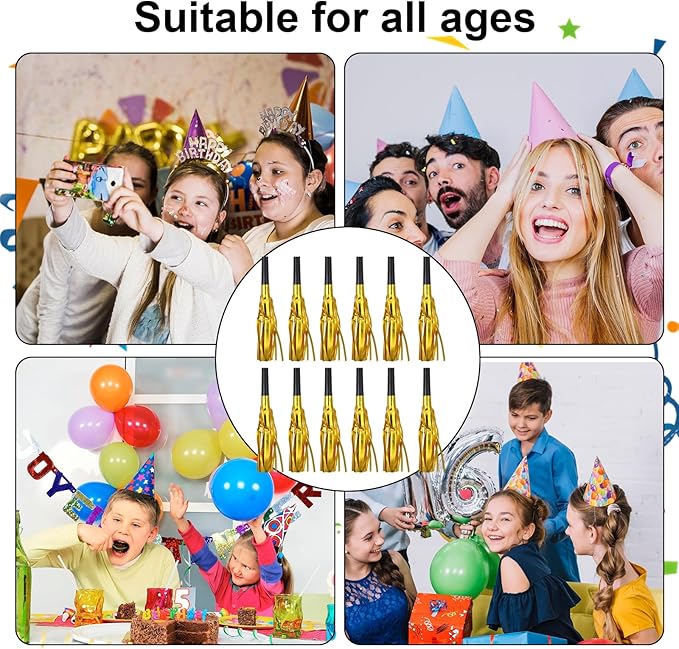 24 Pcs Party Horns, Party blowers Noise Makers, Graduation Noise Makers Glitter - Image 7