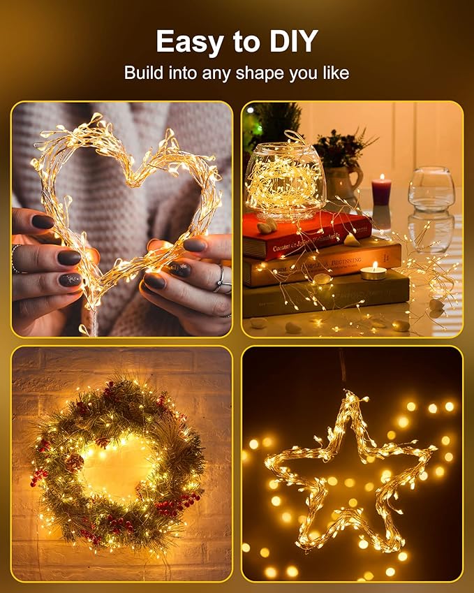 2 Pack Fairy Lights Battery Operated, Twinkle String Lights Waterproof Silver - Image 3