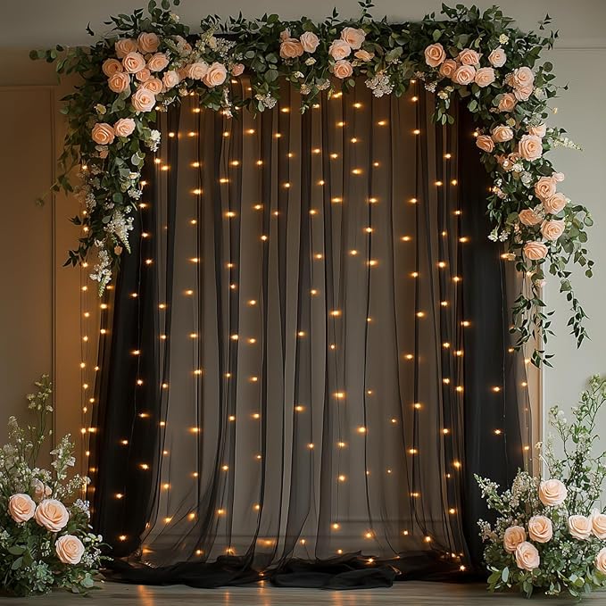 10x10ft Black Tulle Backdrop Curtain by Unknown
