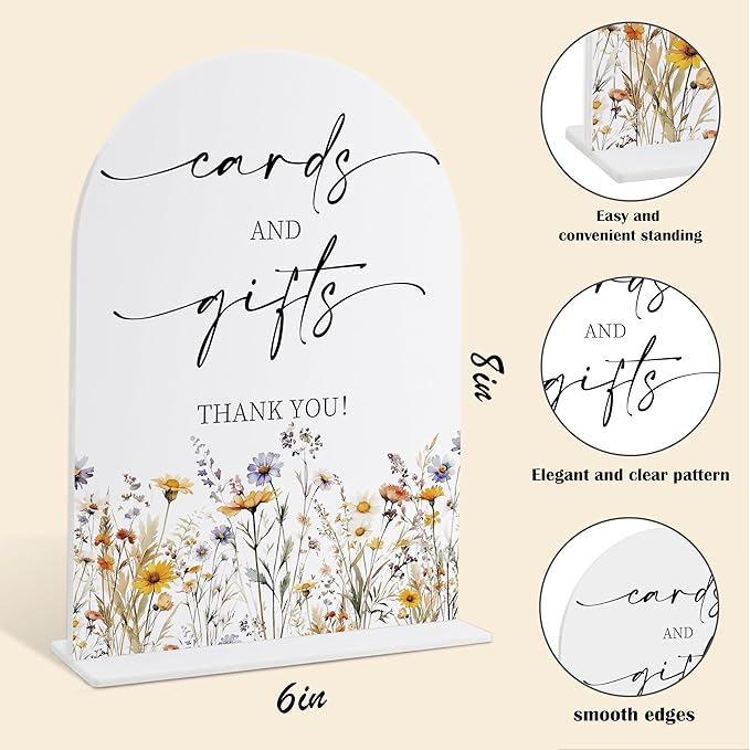 Wedding Signs for Ceremony and Reception, Boho Floral Cards And Gifts Sign - Image 2