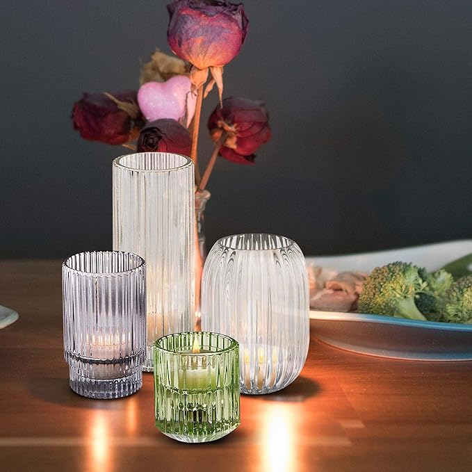 Serene Spaces Living Clear Optical Glass Votive Holder, Measures 5" Tall and - Image 3